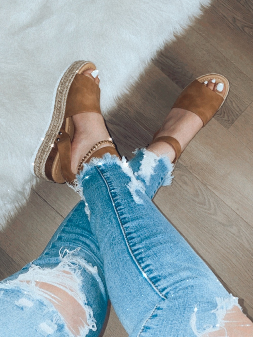 Soda Tan Suede Espadrille Ankle-Strap Sandals